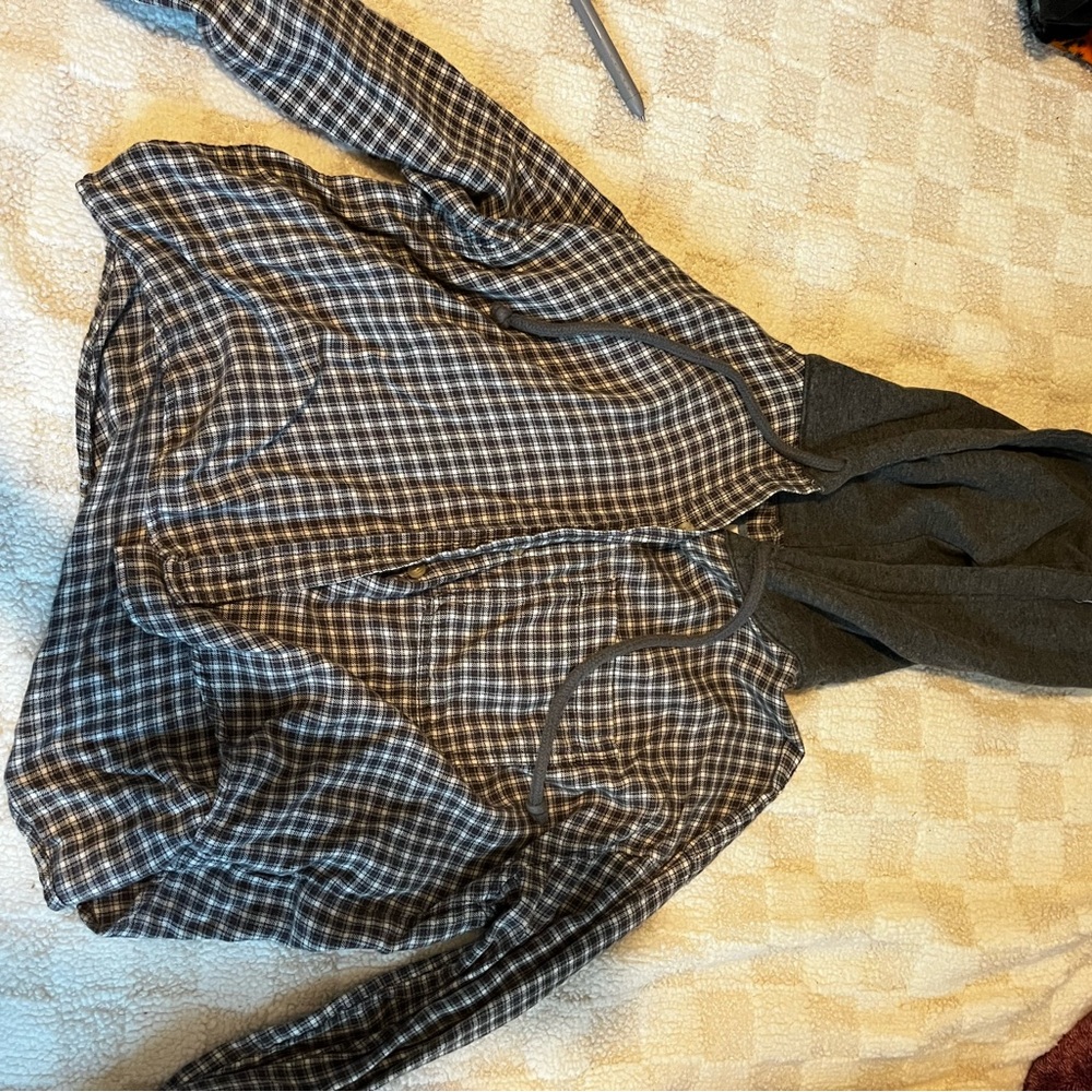 American Eagle Outfitters Plaid Jacket with Hood